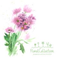Bouquet of purple watercolor chrysanthemums
