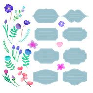 Hand-drawn Labels set with flowers N2