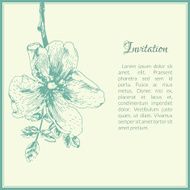 Invitation card template with dog-rose flower
