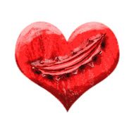 Heart painted with knife scars