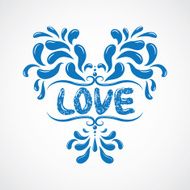 Messy hand drawn romantic poster Heart resembling shape