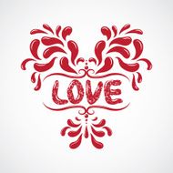 Messy hand drawn romantic poster Heart resembling shape N2