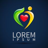 Abstract colorful people and heart icon N4