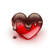 red heart with dripping chocolate