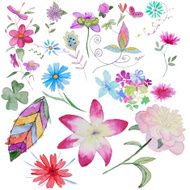 Set of handpainted watercolor flowers N2