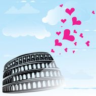 Colosseum and the heart Love Rome Italy vector illustration N2
