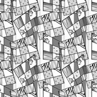 Patchwork seamless retro monochrome pattern modern background N2