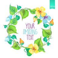 Watercolor floral wreaths with colorful summer flowers
