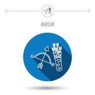 Amour arrows and bow icon Valentine weapon sign N7