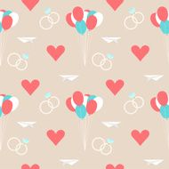 wedding seamless romantic decorative pattern background with cartoon isolated elements