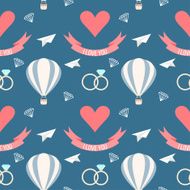 wedding seamless romantic decorative pattern background with cartoon elements