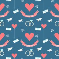 wedding seamless romantic decorative pattern background with cartoon isolated elements N2