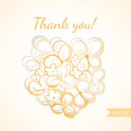 Thank you card with hand drawn watercolor flowers N2