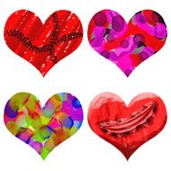 Set of watercolor and color pencils crayons rainbow hearts design N3