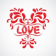 Messy hand drawn romantic poster Heart resembling shape N3