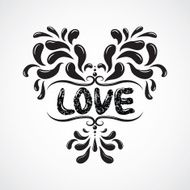 Messy hand drawn romantic poster Heart resembling shape N4