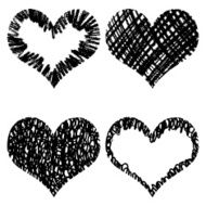 Vector hearts set Hand drawn N4
