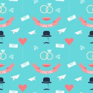 wedding seamless romantic decorative pattern background with cartoon elements isolated N2