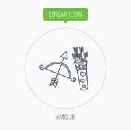 Amour arrows and bow icon Valentine weapon sign N9