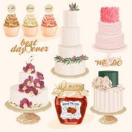 Vector set with different wedding cakes