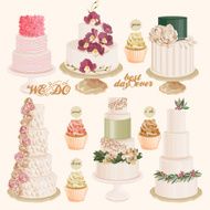 Vector set with different wedding cakes N2