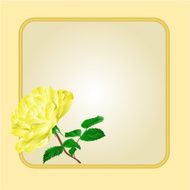 Golden frame with yellow rose vector