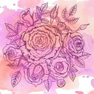 Vintage elegant bouquet with graphic flowers (roses) N2