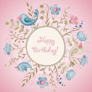 Beautiful greeting card with flowers and birds N3
