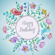 Beautiful greeting card with flowers and birds N5