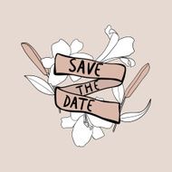 Wedding invitation with white lilies