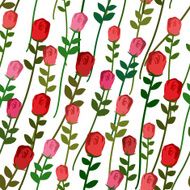 Roses seamless pattern Rose with a long stem and leaves N2