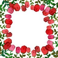 Frame of roses Red background beautiful flowers and location fo