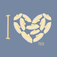 I love pasta Symbol heart of plates with spaghetti