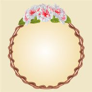 Round frame with whites hibiscus vector