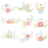 Vector set with vintage flowers N3