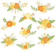 Vector set with vintage flowers N4