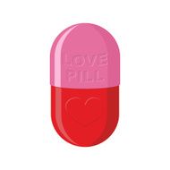 Pill love heart symbol Pink Tablet for love Vector illustratio