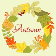 Autumnal leaves frame with berries and seeds N2