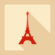 Flat modern design with shadow Eiffel Tower