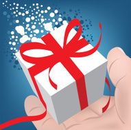 For you! Gift Box in a man's hand Christmas gift