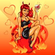 Pretty Pin Up Devil Girl with cocktail N2