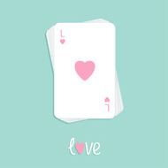 Stack of poker playing card with heart sign Love Flat