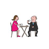Couple drinking coffee senior