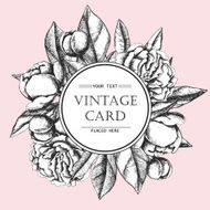 Vintage elegant card with peony flowers N4