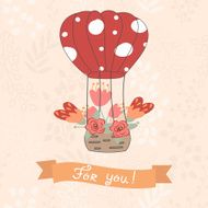 Cartoon balloon with a basket of flowers N2