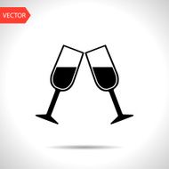 Two glasses of wine or champagne icon N15