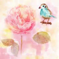 Vintage greeting card with watercolour drawings and place for text