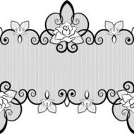 Black lace seamless pattern with roses on white background N2