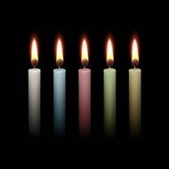 Candles Flame Fire Light Isolated on Black Background N2