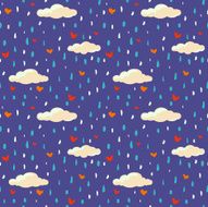 Seamless pattern in vector made of hearts drops and clouds N2